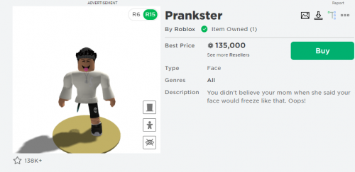 Prankster Face - Roblox