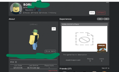 roblox account With OffSale Items