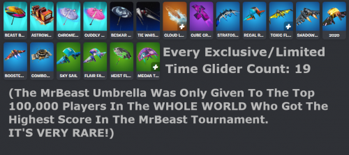 Every ExclusiveLimited Time Glider Count Main Account.png