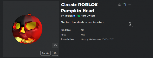 Selling - High End - 2015 - ⏰(STACKED /OG) Classic Roblox Pumpkin