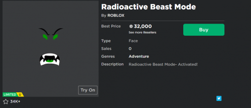 Selling Radioactive Beast Mode Clean Limited Playerup Worlds Leading Digital Accounts Marketplace - roblox radioactive