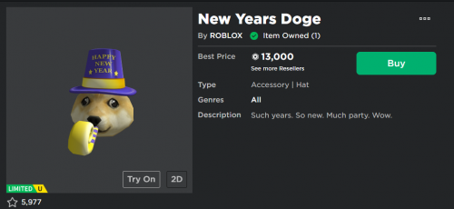 Selling High End 2012 2012 Roblox Account W 2014 New Years Doge Hat And More Limited Items Playerup Worlds Leading Digital Accounts Marketplace - roblox hat attachment